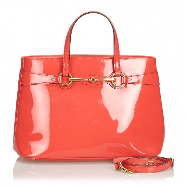 Gucci Vintage - Patent Leather Bright Bit Satchel Bag - Rosa - Borsa in Pelle - Alta Qualità Luxury