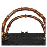 Gucci Vintage - Ostrich Bamboo Satchel Bag - Nero - Borsa in Pelle - Alta Qualità Luxury