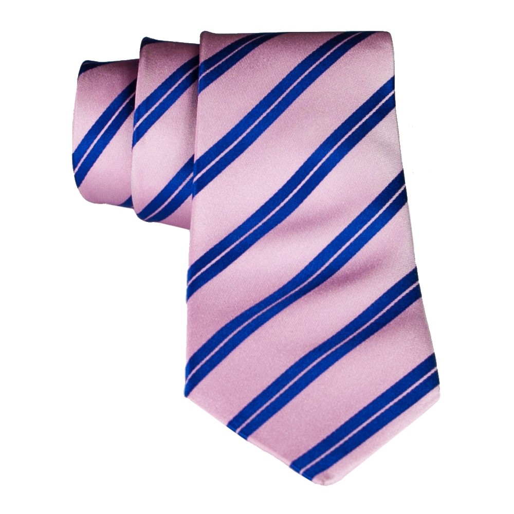 Cravates E.G. - Cravatta a Doppia Striscia - Rosa Persiano e Klein Blu