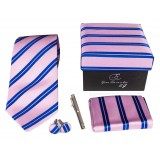 Cravates E.G. - Cravatta a Doppia Striscia - Rosa Persiano e Klein Blu