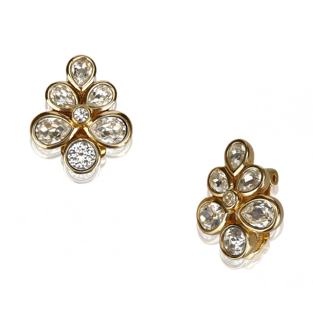 Dior Vintage - Rhinestone Flower Earrings - Gold - Dior Metal Earrings ...