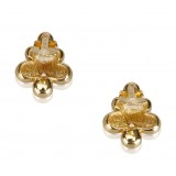 Dior Vintage - Rhinestone Flower Earrings - Gold - Dior Metal Earrings - Luxury High Quality