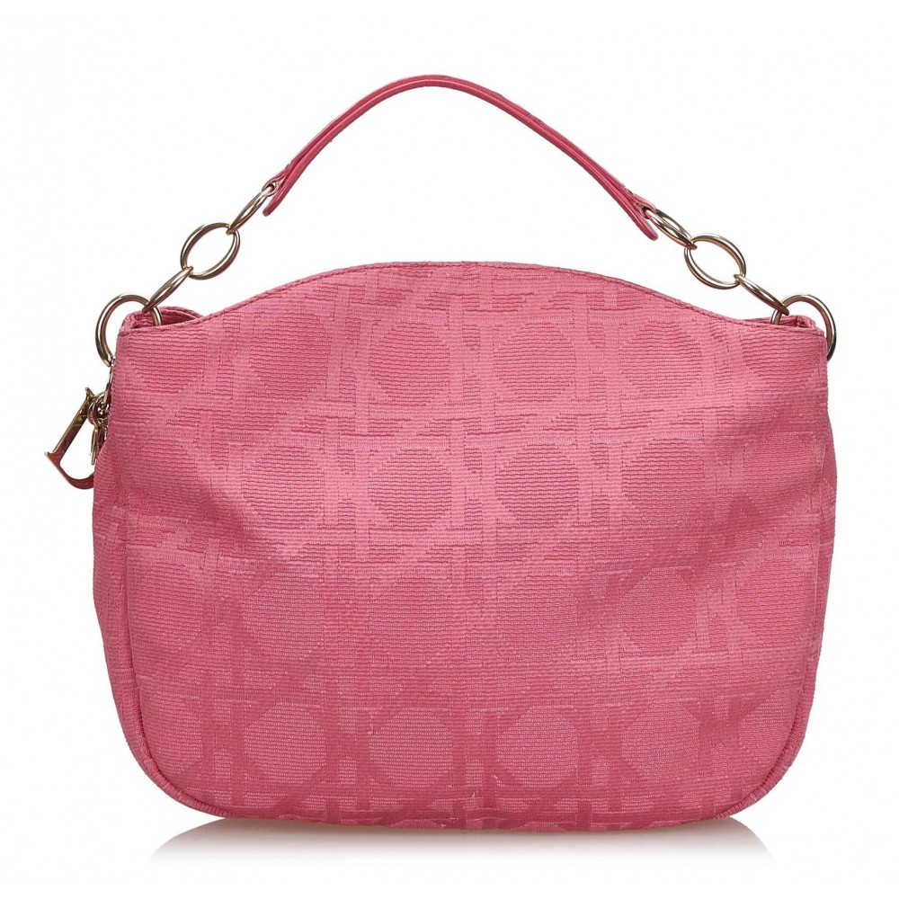 Dior Vintage - Cannage Canvas Shoulder Bag - Pink - Leather