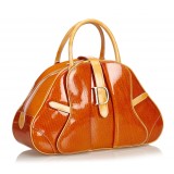 Dior Vintage - Patent Leather Saddle Dome Handbag Bag - Orange - Leather Handbag - Luxury High Quality