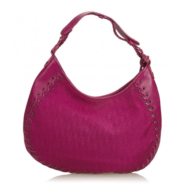 Dior Vintage - Oblique Canvas Shoulder Bag - Pink - Leather Handbag - Luxury High Quality