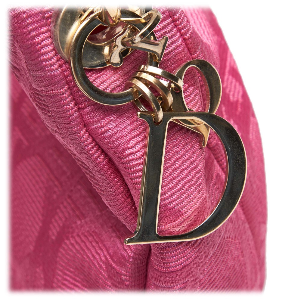 Christian Dior Lady Dior Used HandBag Shoulder Bag Pink Vintage Italy  #BM950 W