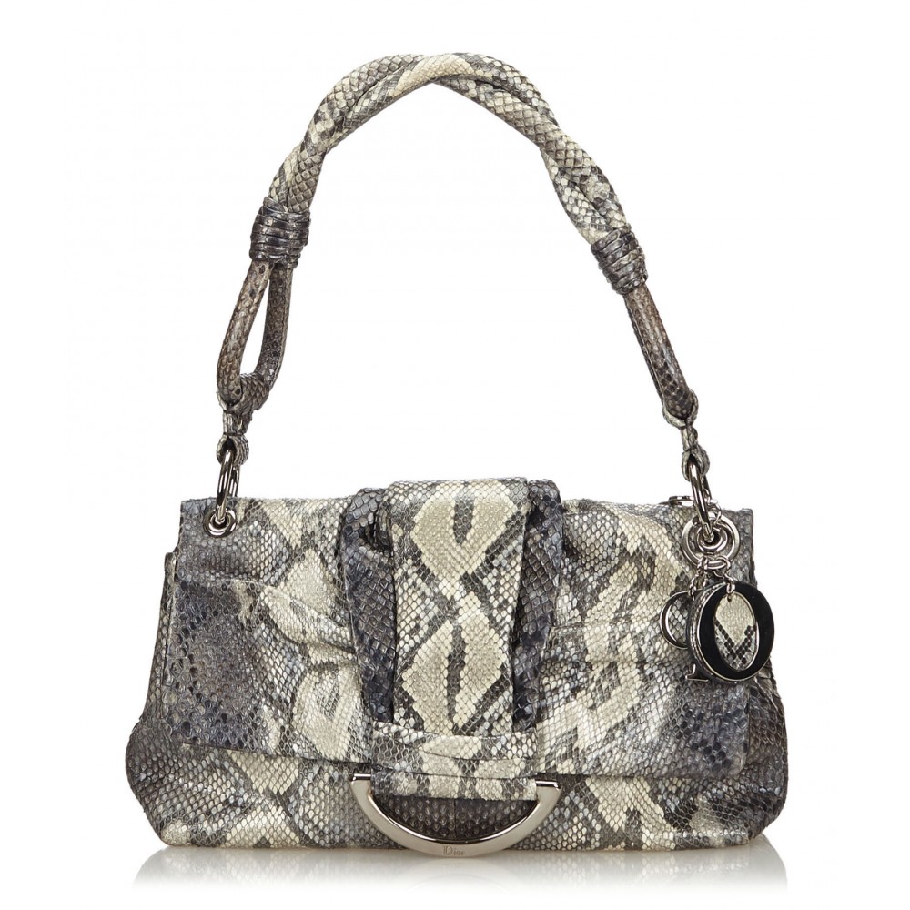 Dior Vintage - Python Demi Lune Bag - Grey - Leather Handbag