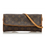 Louis Vuitton Vintage - Monogram Pochette Twin GM Bag - Marrone - Borsa in Pelle e Tela Monogramma - Alta Qualità Luxury