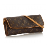 Louis Vuitton Vintage - Monogram Pochette Twin GM Bag - Marrone - Borsa in Pelle e Tela Monogramma - Alta Qualità Luxury