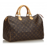 Louis Vuitton Vintage - Monogram Speedy 35 Bag - Marrone - Borsa in Pelle Monogram - Alta Qualità Luxury