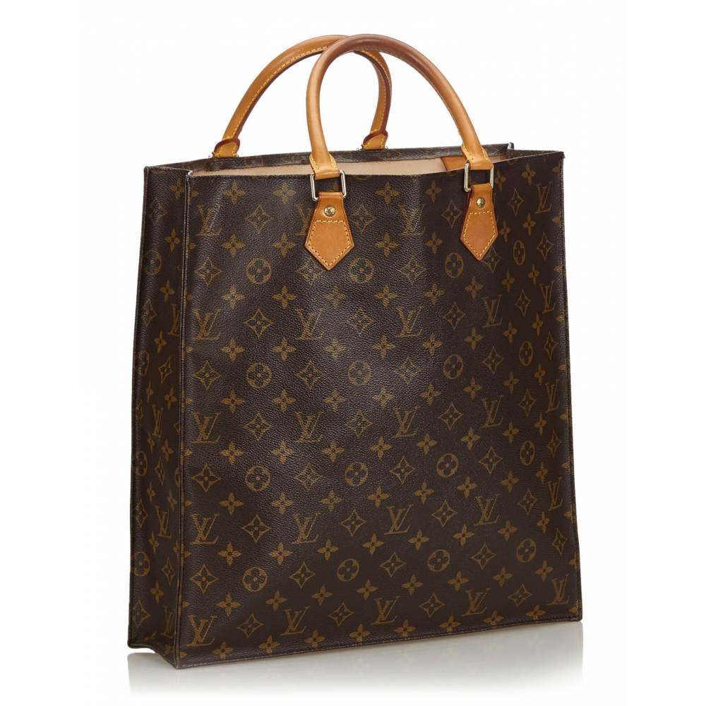 Louis Vuitton Vintage - Monogram Sac Plat Bag - Brown - Monogram Leather Handbag - Luxury High ...