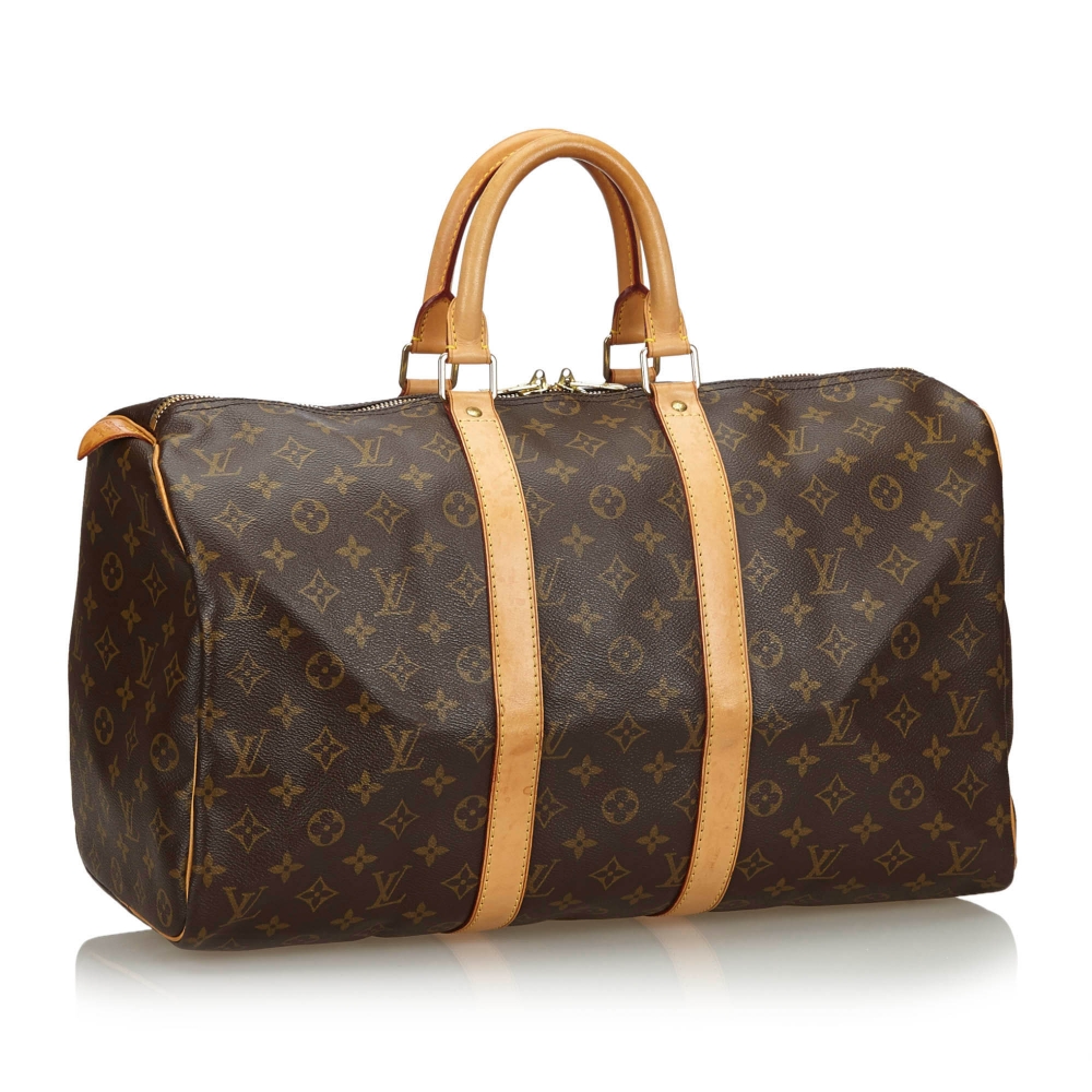 Louis+Vuitton+Keepall+Duffle+45+Brown+Canvas+Monogram for sale online