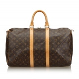 Louis Vuitton Vintage - Monogram Keepall 45 Bag - Marrone - Borsa in Pelle Monogram - Alta Qualità Luxury