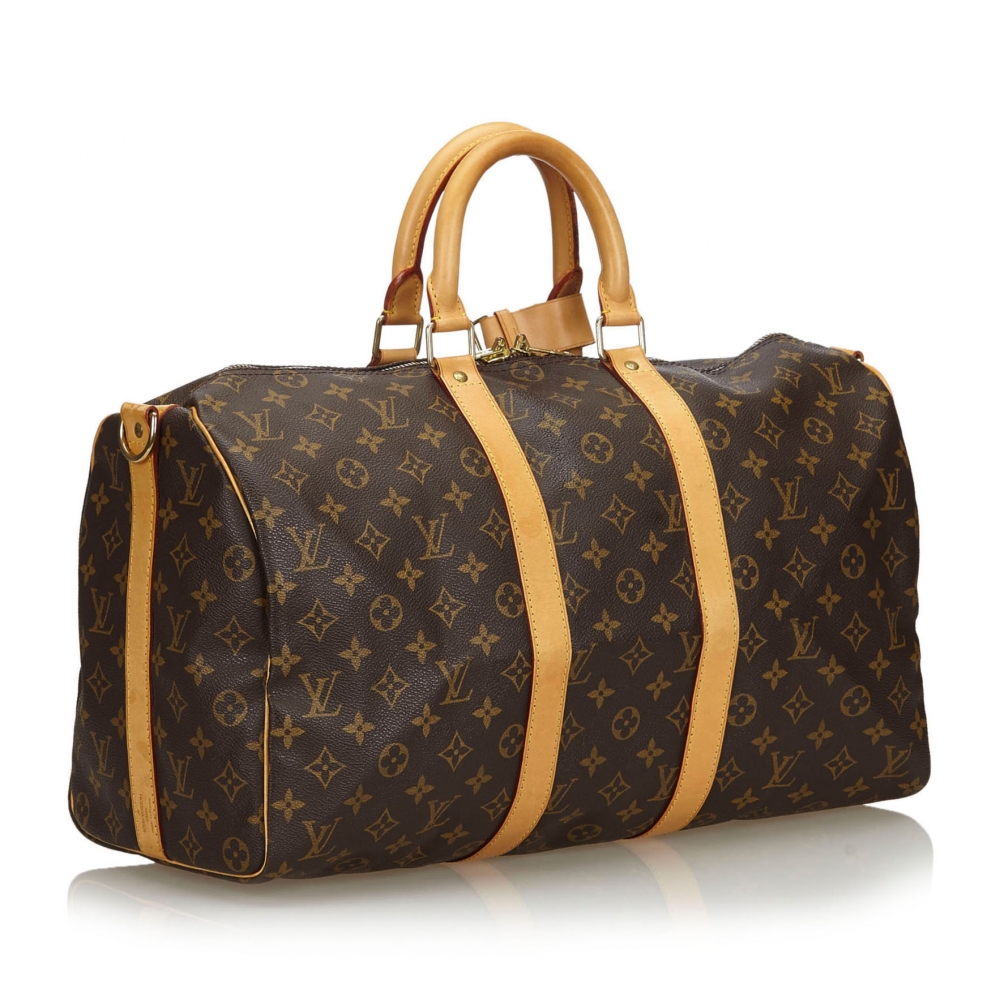 Louis Vuitton Vintage - Monogram Keepall Bandouliere 45 Bag - Brown - Monogram Leather Handbag ...