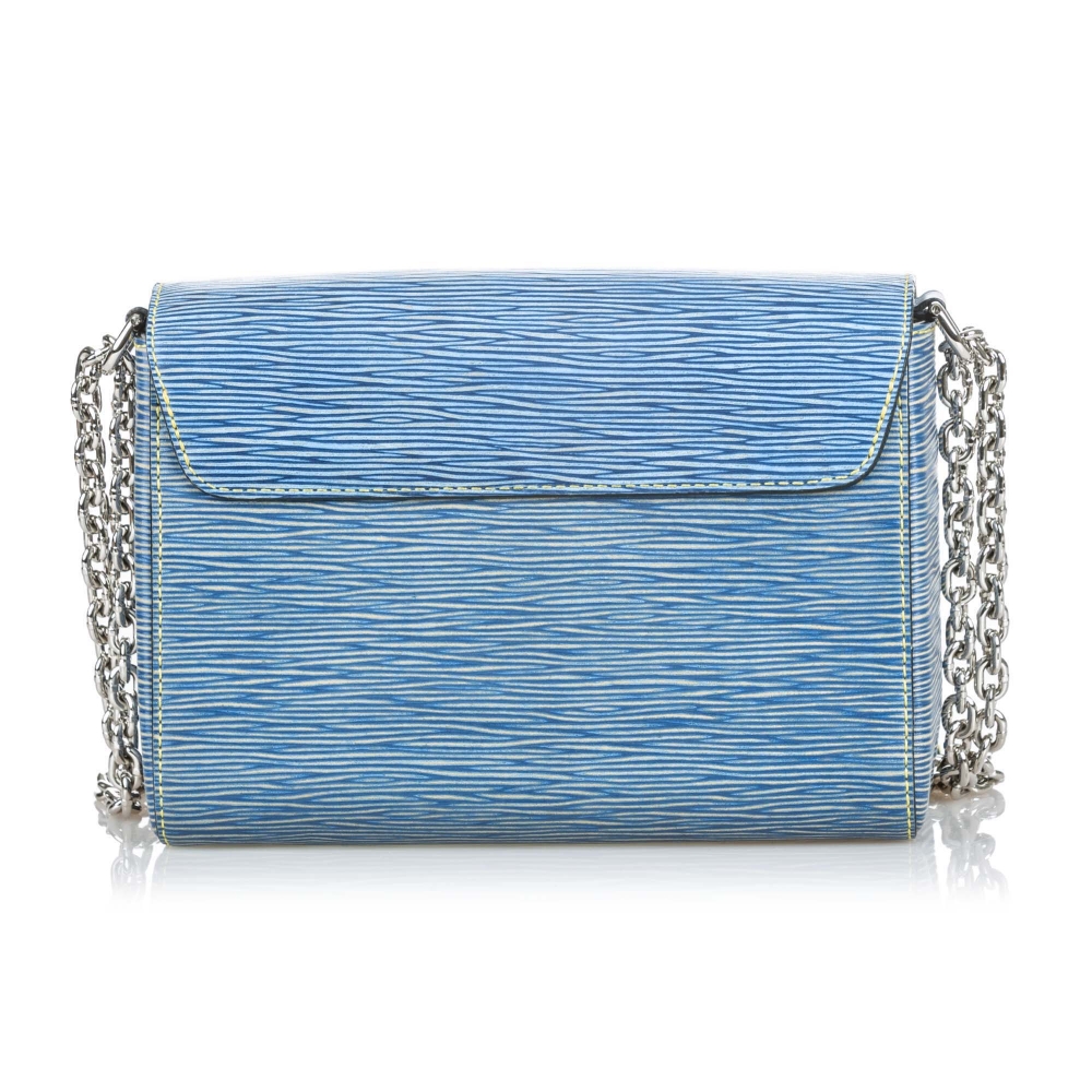 Louis Vuitton Epi LV Twist MM Chain Shoulder Bag Purse Denim Blue Leather  M50271