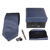 Cravates E.G. - Solid Satin Tie - Slate Gray