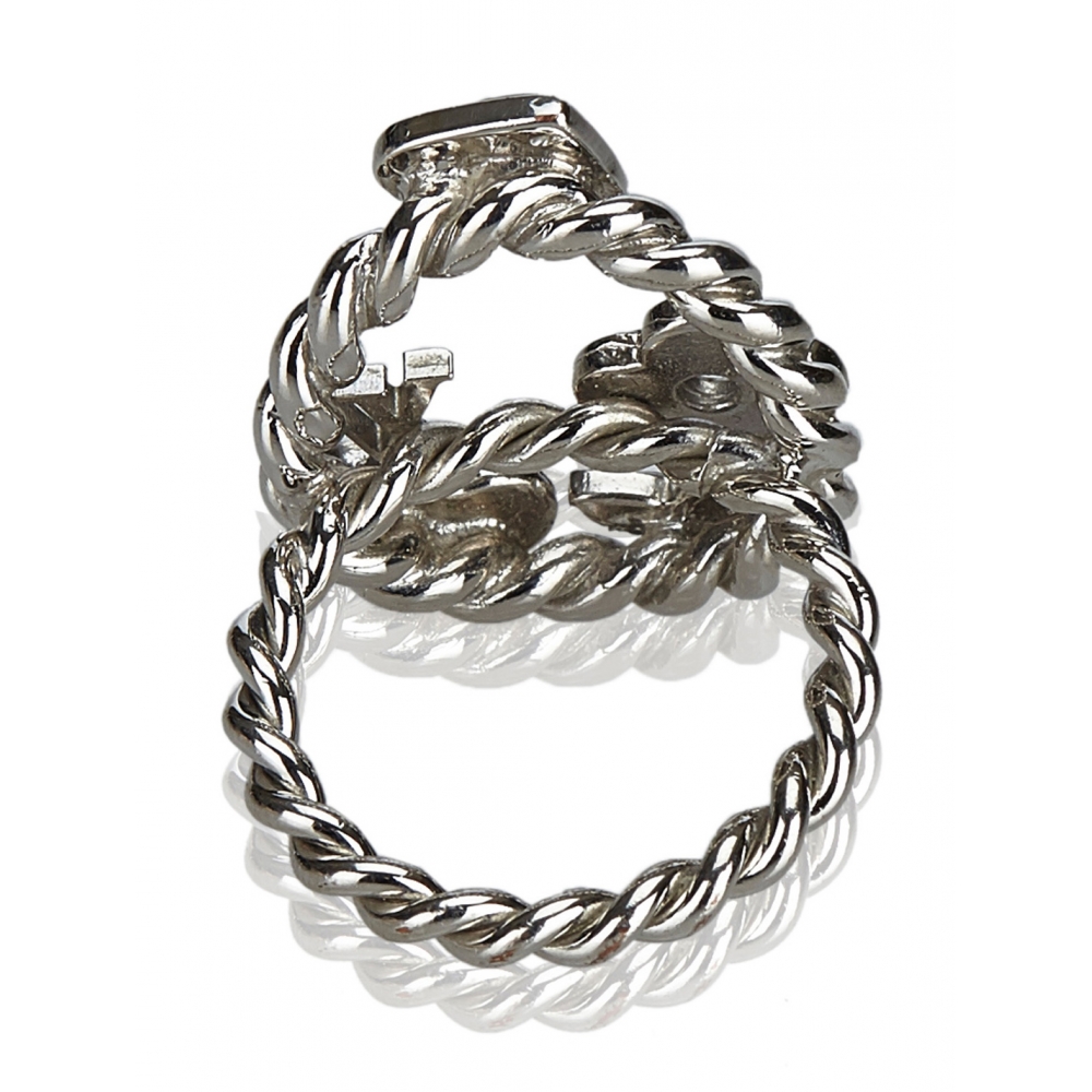 Louis Vuitton Vintage - Metal Bague Sweet Monogram Ring - Silver Black - LV Ring - Luxury High ...