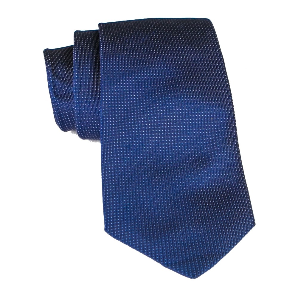 Cravates E.G. - Cravatta Monocolore con Motivo a Quadri - Blu Notte