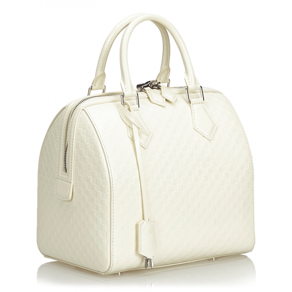 Louis Vuitton White Damier Facet Speedy Cube PM Bandouliere with Strap 1122lv54