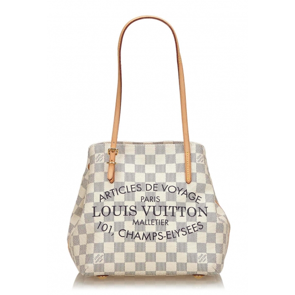 Louis Vuitton Vintage - Damier Azur Cabas Adventure PM Bag - White Ivory Blue - Damier Leather Handbag - Luxury High Quality
