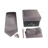 Cravates E.G. - Cravatta Monocolore con Motivo a Quadri - Marrone Scuro