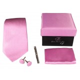 Cravates E.G. - Cravatta Monocolore con Motivo a Quadri - Rosa Scuro