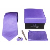 Cravates E.G. - Solid Square Pattern Tie - Violet