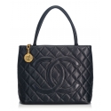 Chanel Vintage - Caviar Medallion Tote Bag - Blu - Borsa in Pelle Caviar - Alta Qualità Luxury