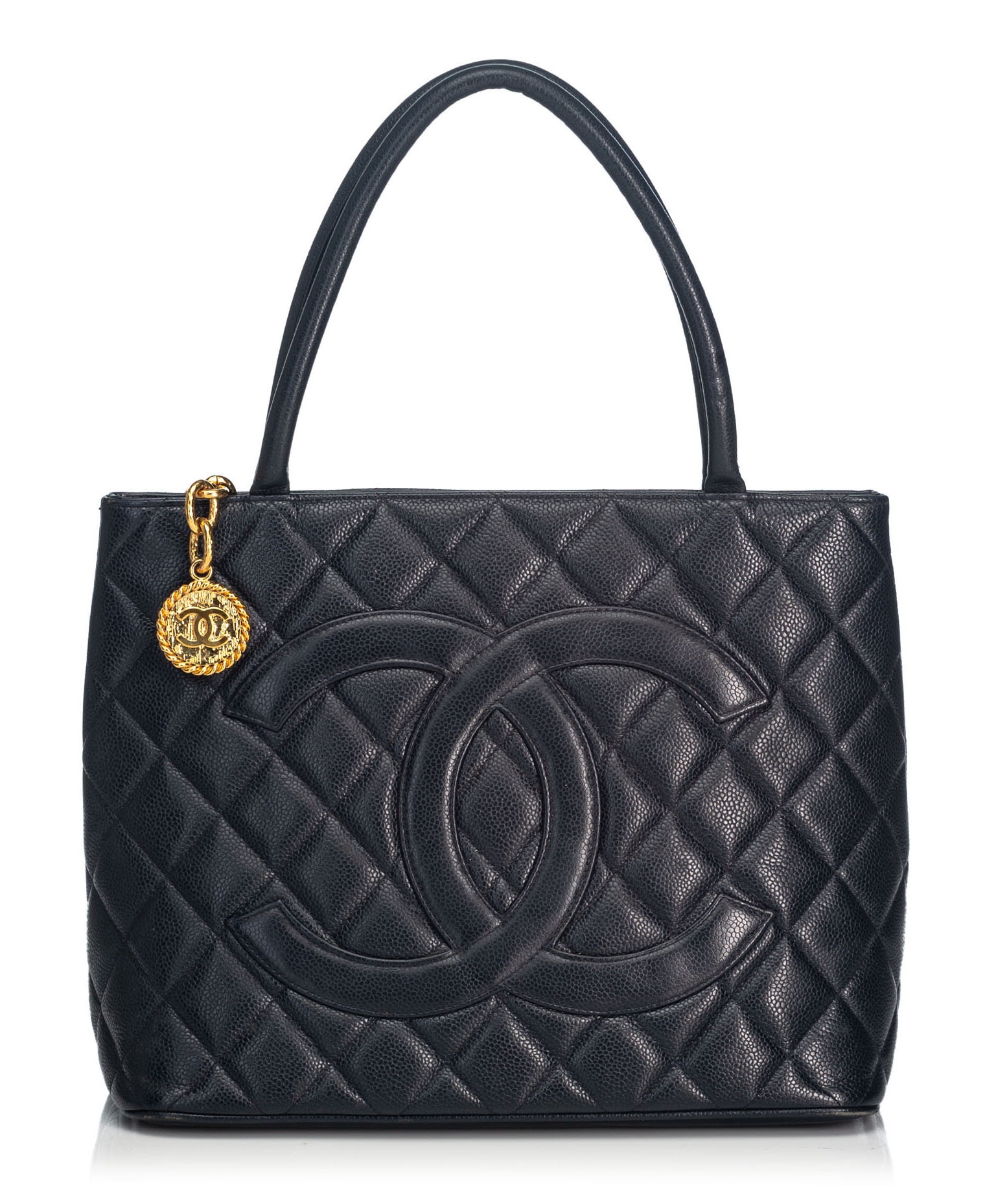Chanel Vintage - Caviar Medallion Tote Bag - Blue - Caviar Leather