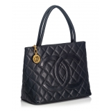 Chanel Vintage - Caviar Medallion Tote Bag - Blu - Borsa in Pelle Caviar - Alta Qualità Luxury