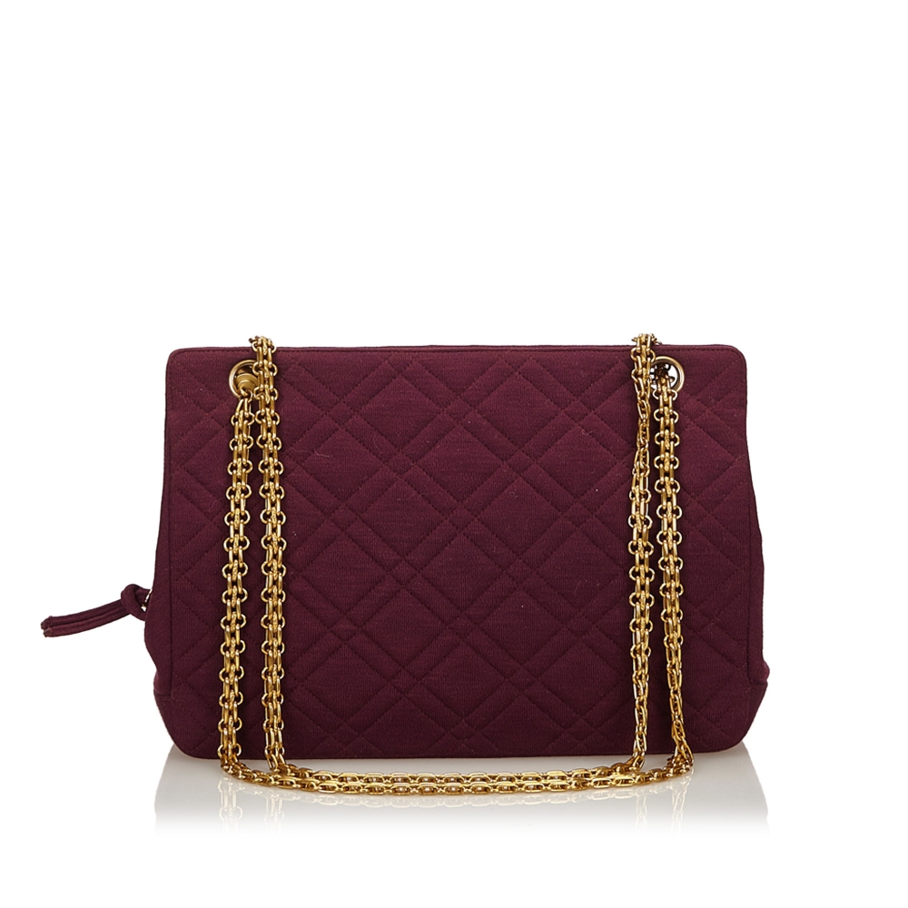 Chanel Vintage - Matelasse Wool Shoulder Bag - Red - Leather and