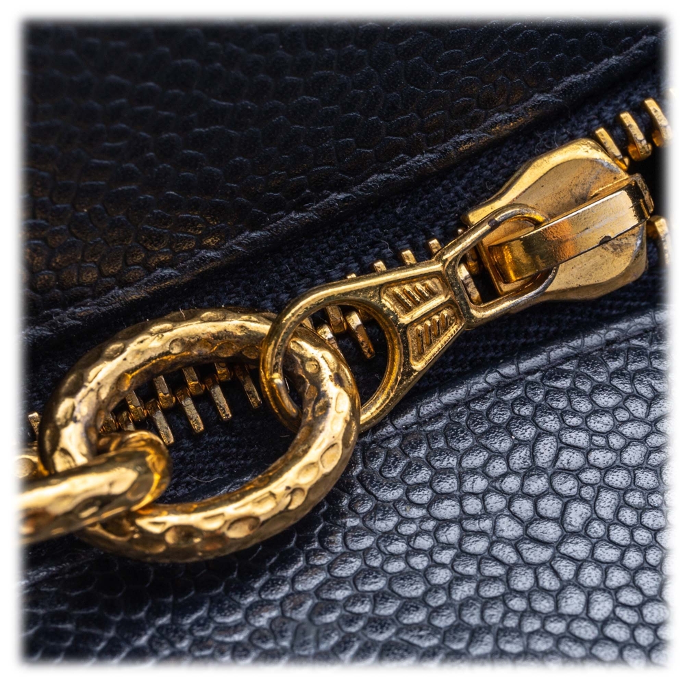 Chanel Vintage - Caviar Medallion Tote Bag - Blue - Caviar Leather