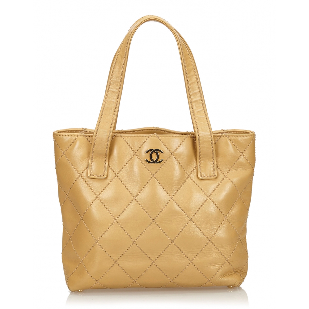 Chanel Vintage - Leather Surpique Handbag Bag - Brown - Leather Handbag - Luxury  High Quality - Avvenice