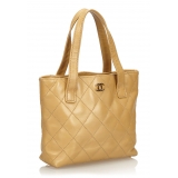 Chanel Vintage - Leather Surpique Handbag Bag - Brown - Leather Handbag - Luxury High Quality