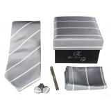 Cravates E.G. - Single Stripe Tie - Ice Gray