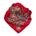 Chanel Vintage - Gem Printed Silk Scarf - Red - Silk Foulard - Luxury High Quality
