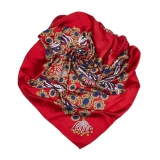 Chanel Vintage - Gem Printed Silk Scarf - Rosso - Foulard in Seta - Alta Qualità Luxury