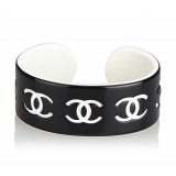 Chanel Vintage - CC Resin Bangle - Black White - Chanel Bracelet - Luxury High Quality
