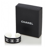 Chanel Vintage - CC Resin Bangle - Nero Bianco - Braccialetto Chanel - Alta Qualità Luxury