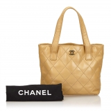 Chanel Vintage - Leather Surpique Handbag Bag - Marrone - Borsa in Pelle - Alta Qualità Luxury