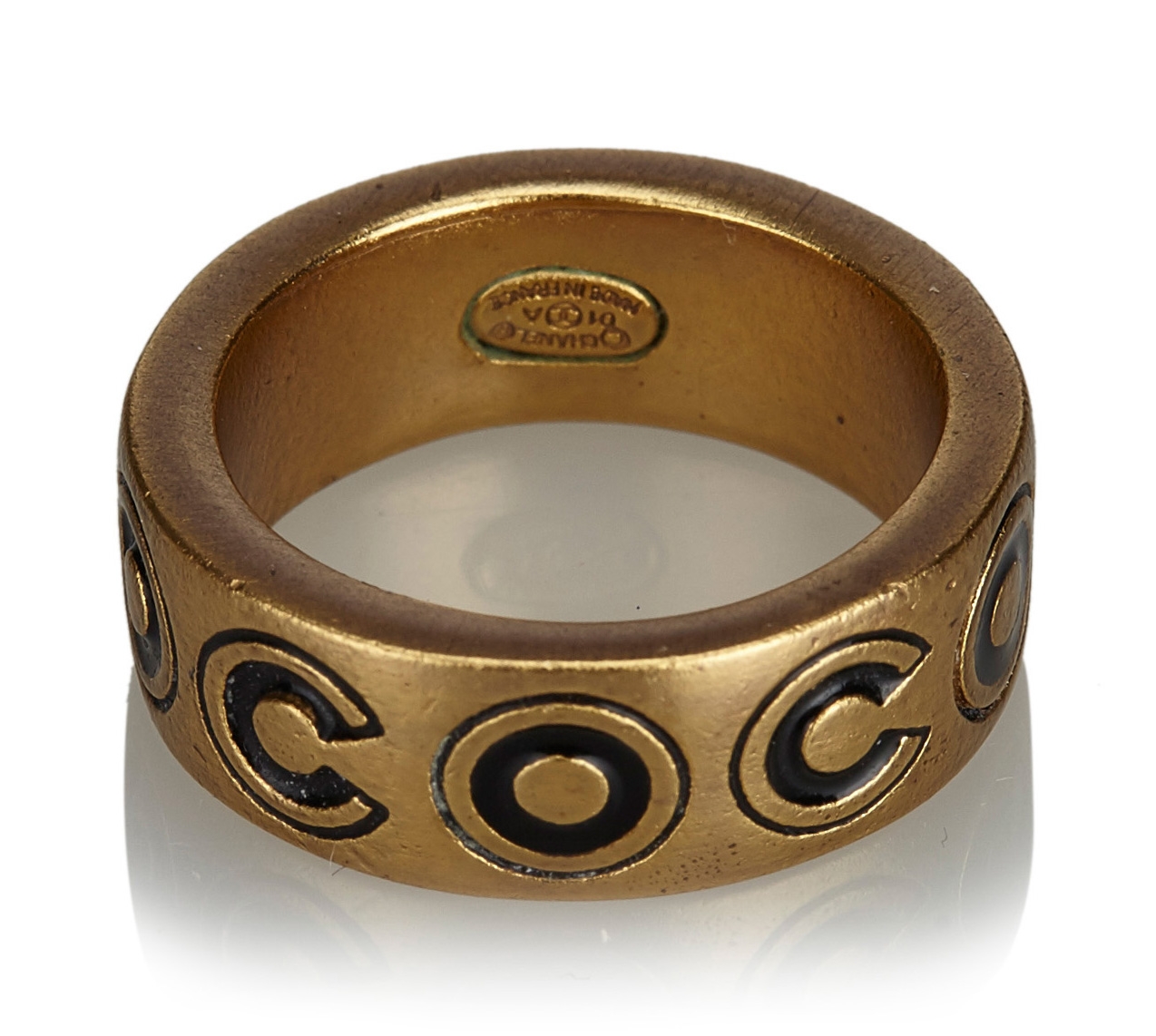 Chanel Vintage Gold Glitter CC Logo Ring - Size 6.5