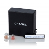 Chanel Vintage - CC Colored Stone Push Back Earrings - Rosa Argento - Orecchini Chanel - Alta Qualità Luxury