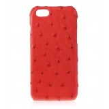 2 ME Style - Case Ostrich Scarlet Red - iPhone 8 / 7 - Leather Cover