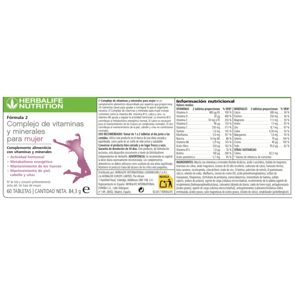 Herbalife Nutrition - Formula 2 - Vitamin and Mineral Complex Women - Food Suppment