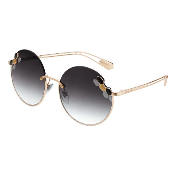 Bulgari - Poisaround - Round Oversize Sunglasses - Gold Grey - Serpenti Collection - Bulgari Eyewear