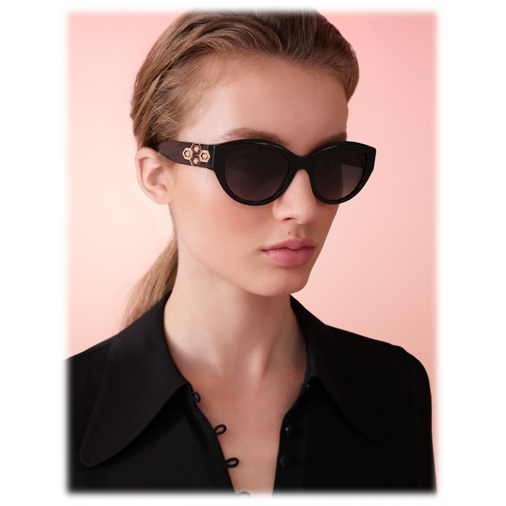 Bulgari - Serpenti Fashion Crystals - Cat-Eye Sunglasses - Black - Serpenti  Collection - Bulgari Eyewear - Avvenice