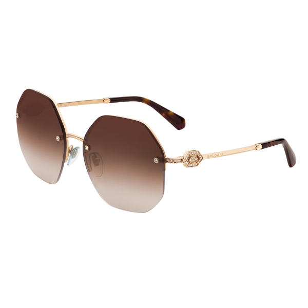 Bulgari - Serpenti Crystals - Oversize Sunglasses - Light Gold Brown - Serpenti Collection - Bulgari Eyewear