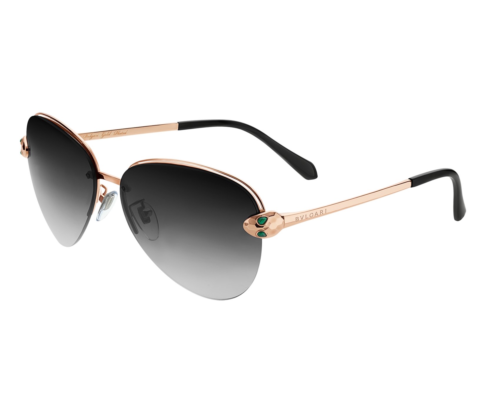 BVLGARI Serpenti Round-frame Rose Gold-plated Mirrored Sunglasses in  Metallic