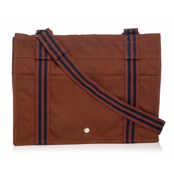 Hermès Vintage - Fourre Tout Besace MM Bag - Brown - Canvas Bag - Luxury High Quality