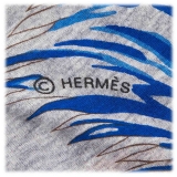 Hermès Vintage - Les Plumes Silk Scarf - Grey Multi - Silk Foulard - Luxury High Quality